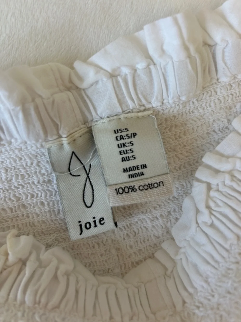 Joie White Smocked Bloomers with Yellow & Green Lemon Floral Embroidery S - Picture 2 of 10
